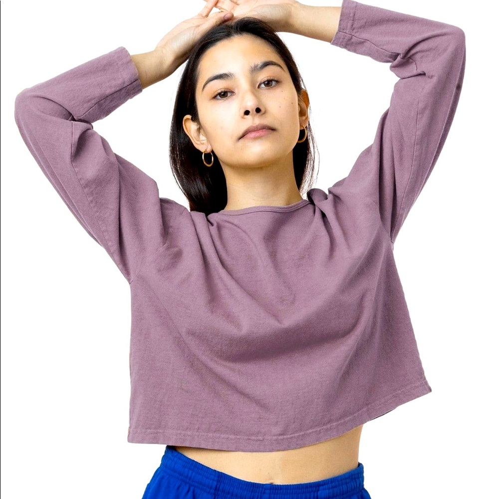 Los Angeles Apparel jersey crop top 🌈 mauve cropped heavy weight boxy tee S